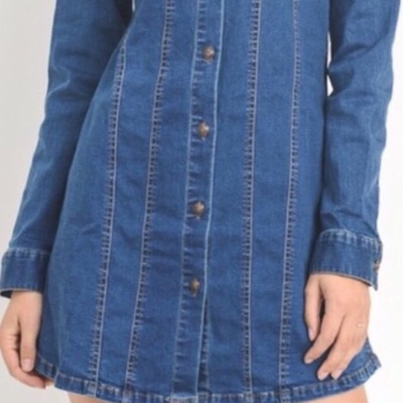 BLUE DENIM PRINCESS LINE BUTTON UP DRESS - Picture 5 of 7